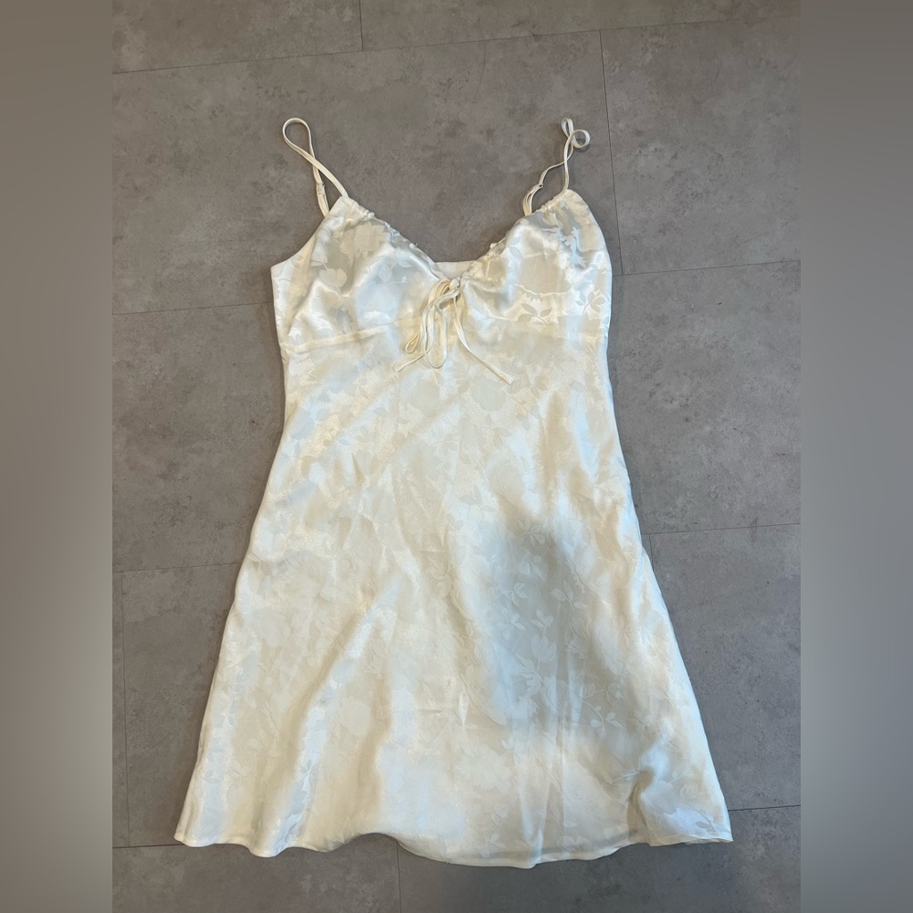 12TH TRIBE satin floral mini dress with tie top